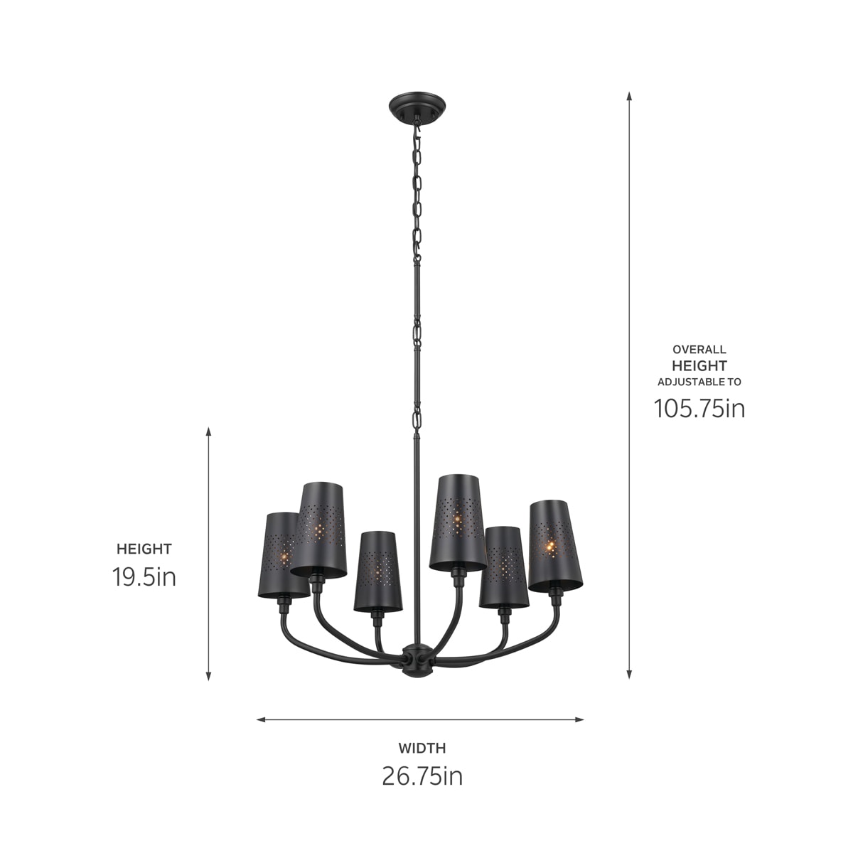 Kichler Adeena 6-Light Black Traditional Chandelier