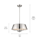 Kichler Luella 3-Light Polished Nickel Traditional Drum Medium Hanging Convertible Pendant/semi-flush