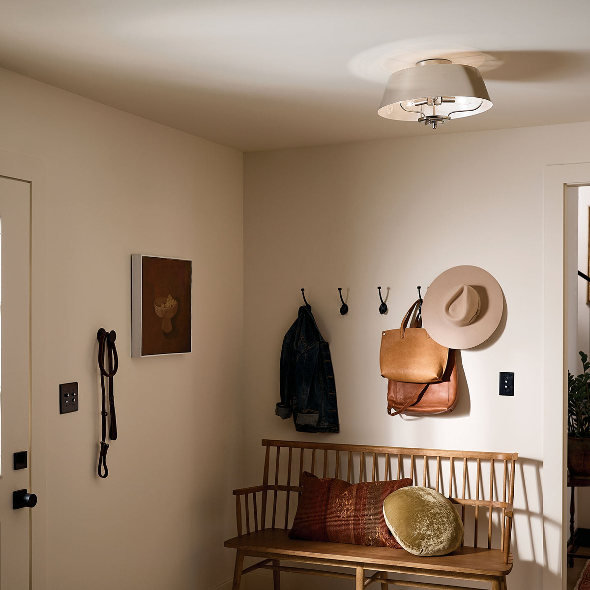 Kichler Luella 3-Light Polished Nickel Traditional Drum Medium Hanging Convertible Pendant/semi-flush