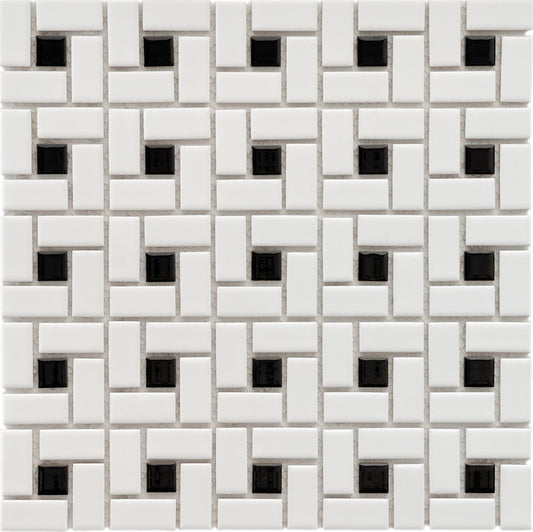 Affinity Tile Spiral Black and White 13-in x 13-in Multi-finish Porcelain Mosaic Floor and Wall Tile product image