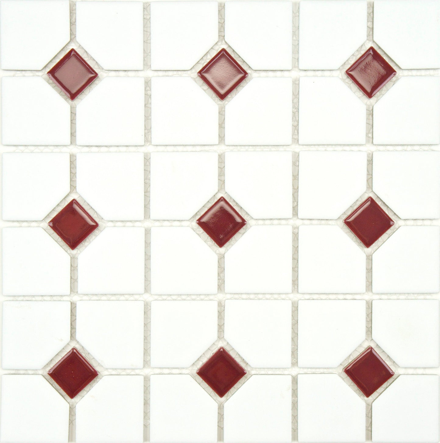 Affinity Tile Oxford Matte White with Maroon Dot 11-in x 11-in Multi-finish Porcelain Mosaic Floor and Wall Tile product image