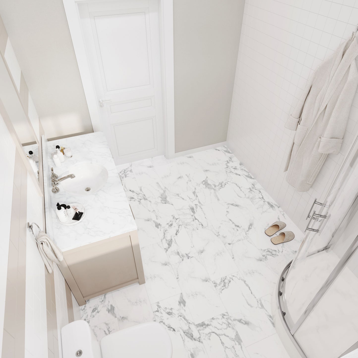 Lucida USA Terracore Calacatta 12-in Wide x 7-mm Thick Waterproof Interlocking Luxury Vinyl Plank Flooring (16-sq ft)