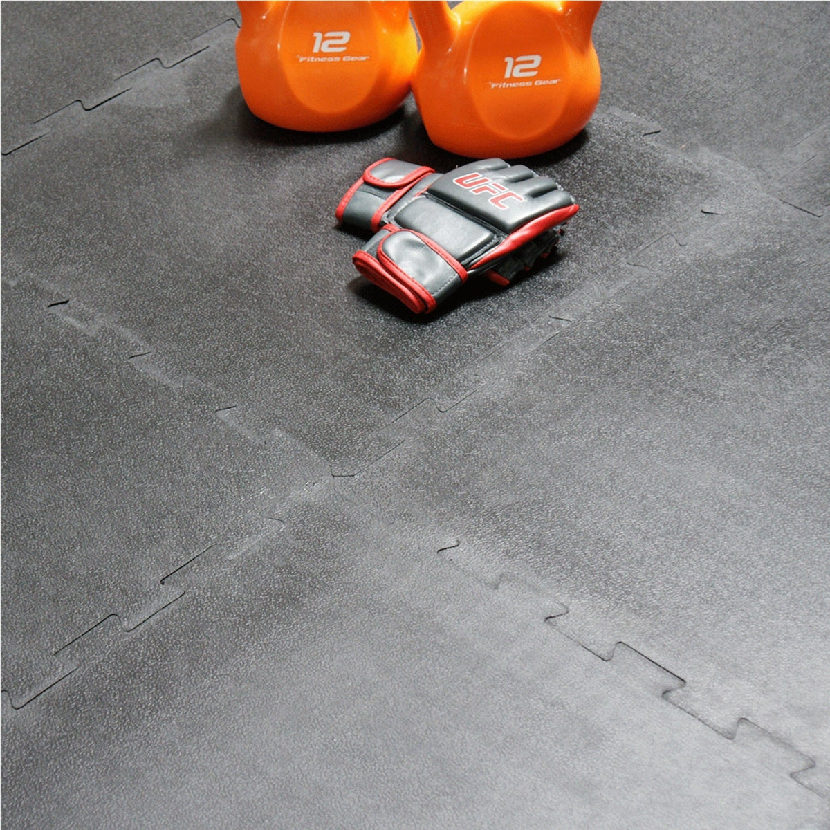Rubber-Cal 24-in W x 24-in L x 0.375-in T Interlocking Rubber Gym Floor Tile (48-sq ft)
