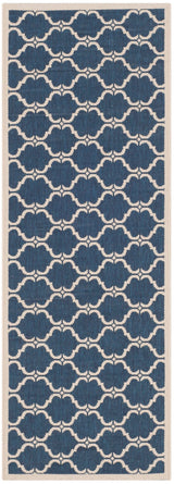 Safavieh Courtyard Aldo 2 x 12 Navy/Beige Indoor/Outdoor Trellis Coastal Runner