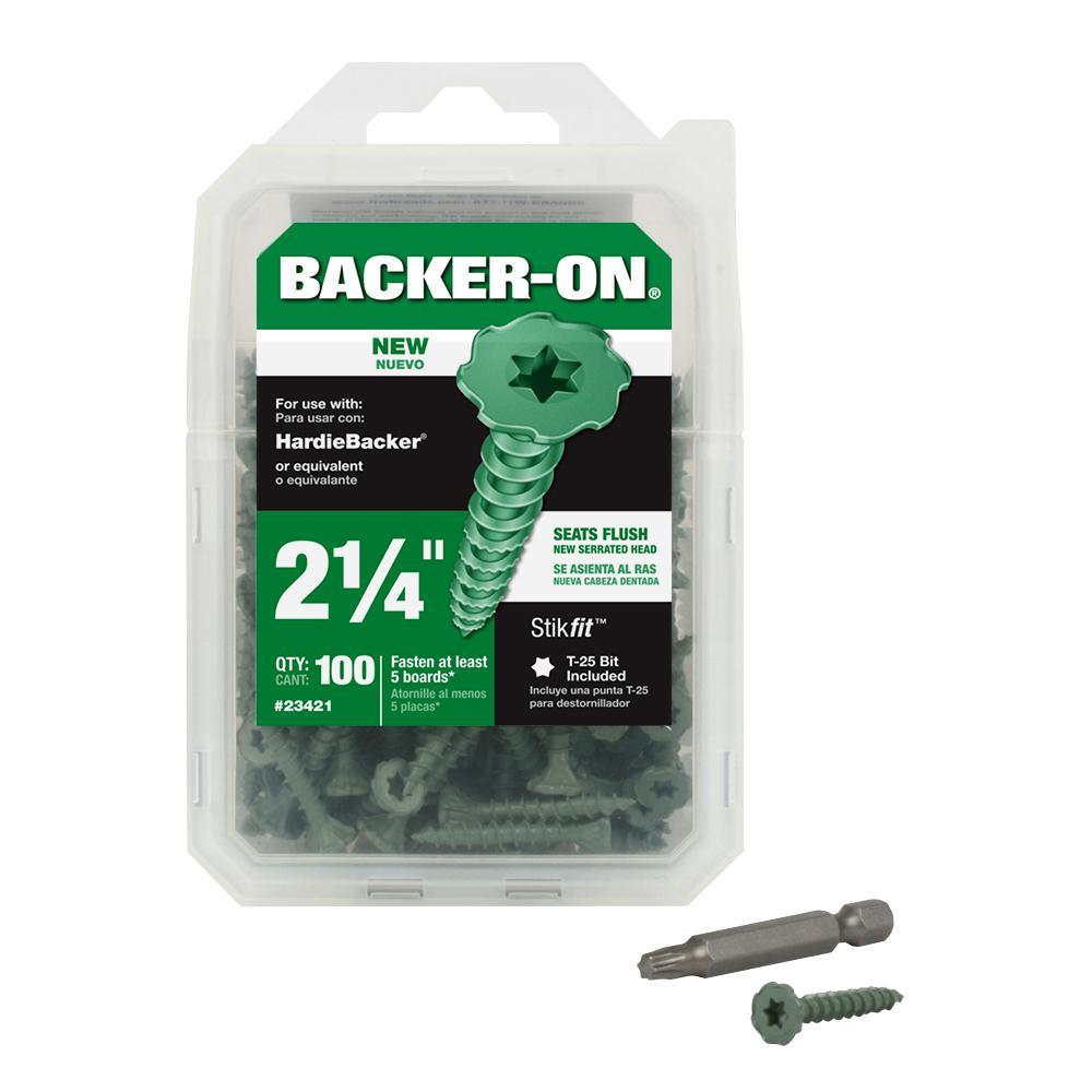 #9 x 2-1/4 in. Serrated Flat Head Star Drive Cement Board Screws (100-Pack)