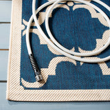 Safavieh Courtyard Aldo 2 x 12 Navy/Beige Indoor/Outdoor Trellis Coastal Runner