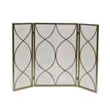 Pleasants Modern Black and Gold Three Panel Iron Fire Screen - Super Arbor