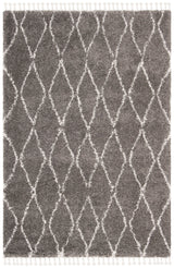 Safavieh Moroccan Fringe Shag Abasan 4 x 6 Gray/Ivory Indoor Trellis Moroccan Area Rug