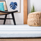 Safavieh Montauk Maslin 2 x 12 Sky Blue/Ivory Indoor Stripe Coastal Handcrafted Runner