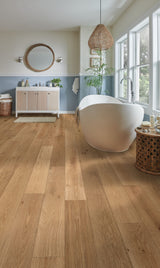 Bruce Forest Rain Serene Neutral White Oak 7-7/16-in W x 1/4-in T x Varying Length Wirebrushed Waterproof Engineered Hardwood Flooring (15.54-sq ft / Carton)