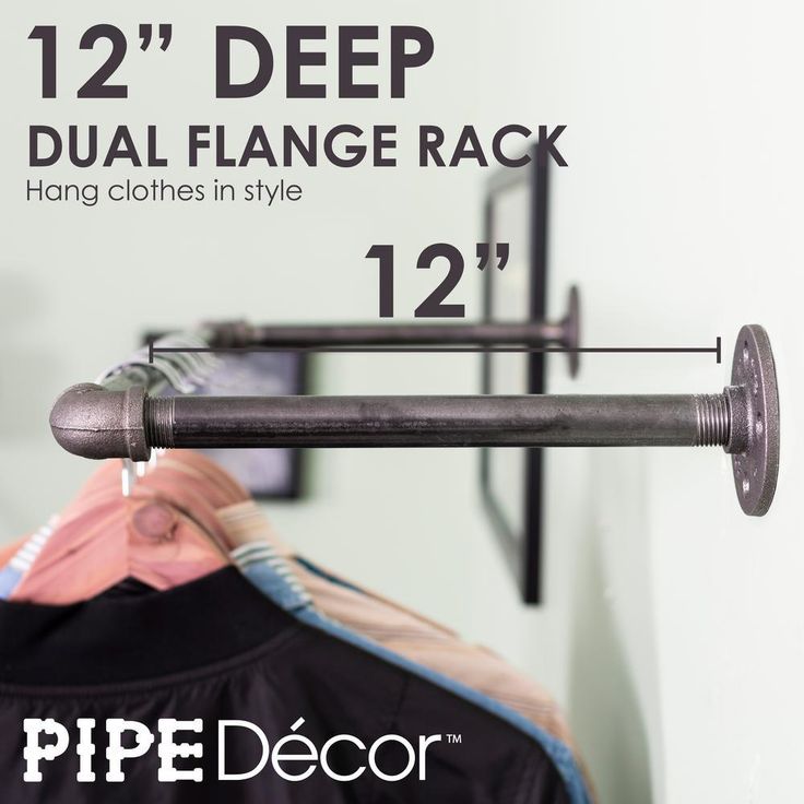 1/2 in. x 2 ft. L Black Pipe Wall Mounted Clothing Rack Kit