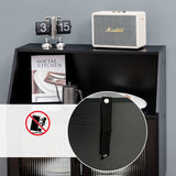 Goplus Casual Black Wood China Cabinet with Wine Storage