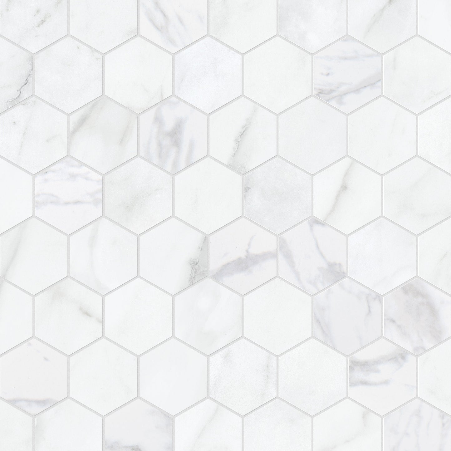Satori Regent Carrara 12-in x 12-in Matte Porcelain Marble Look Hexagon Mosaic Floor and Wall Tile (0.93-sq. ft/ Piece)