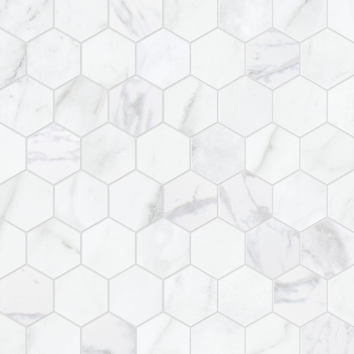 Satori Regent Carrara 12-in x 12-in Matte Porcelain Hexagon Marble-Look Floor and Wall Mosaic Tile (0.93-sq ft per Piece)