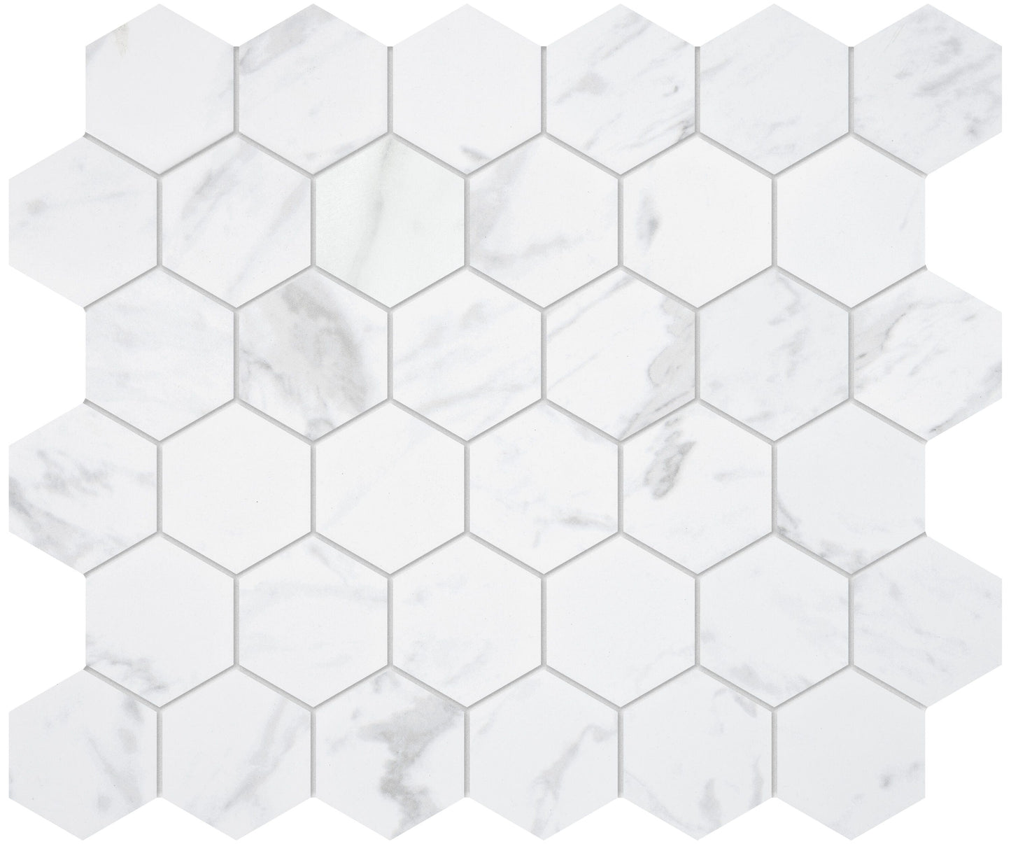 Satori Regent Carrara 12-in x 12-in Matte Porcelain Marble Look Hexagon Mosaic Floor and Wall Tile (0.93-sq. ft/ Piece)