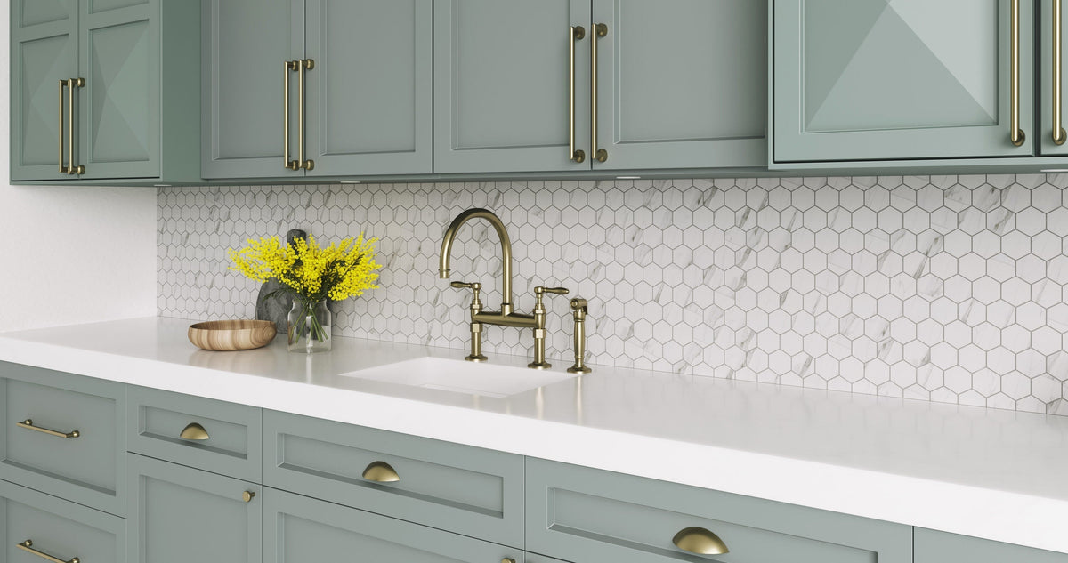 Satori Regent Carrara 12-in x 12-in Matte Porcelain Marble Look Hexagon Mosaic Floor and Wall Tile (0.93-sq. ft/ Piece)