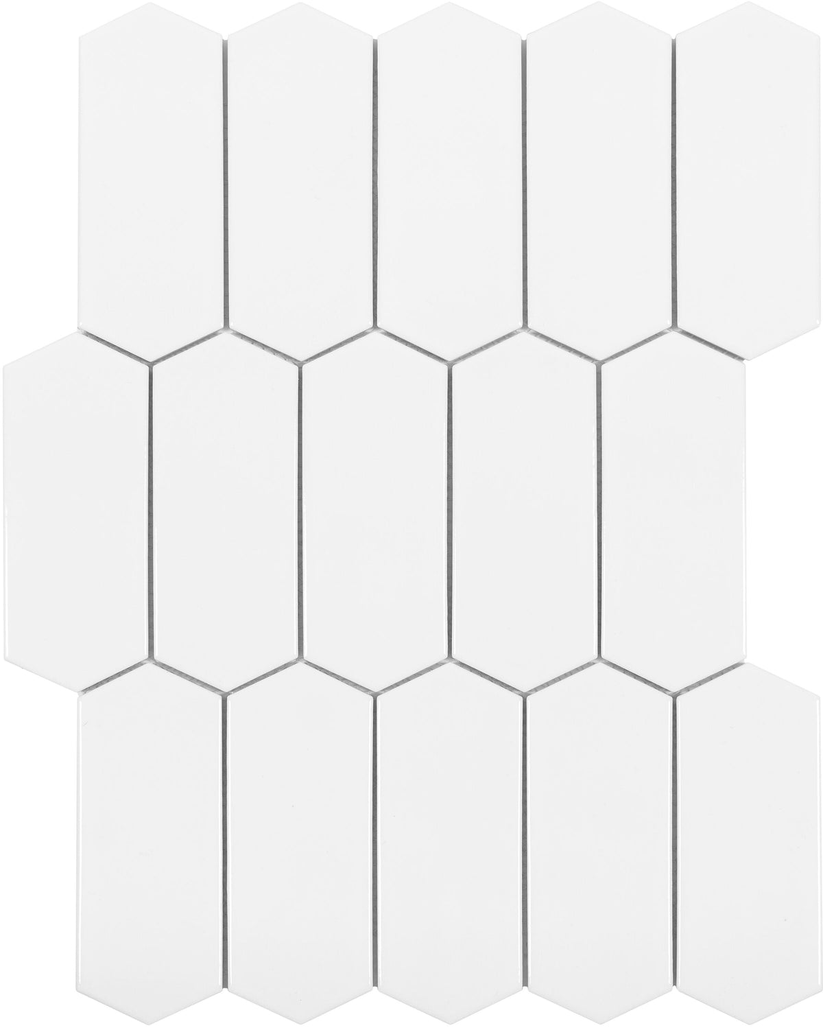 Satori Hudson Brilliant White Picket 10-in x 13-in Glossy Porcelain Arabesque Mosaic Wall Tile (0.94-sq. ft/ Piece)