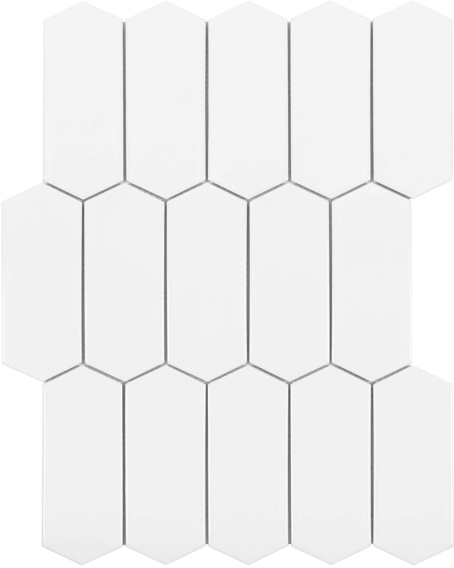 Satori Hudson Brilliant White Picket 10-in x 13-in Glossy Porcelain Arabesque Mosaic Wall Tile (0.94-sq. ft/ Piece)