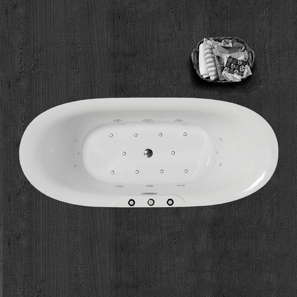 Venezia 71 in. Acrylic Freestanding Double Slipper Whirlpool and Air Bathtub with Drain and Overflow Included in White - Super Arbor
