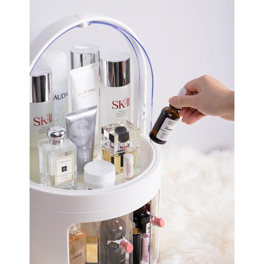 CozyBlock High Dome Makeup Container, Dustproof Makeup Organizer Multi-Level Cosmetic Organizer,Skincare Holder in White - Super Arbor