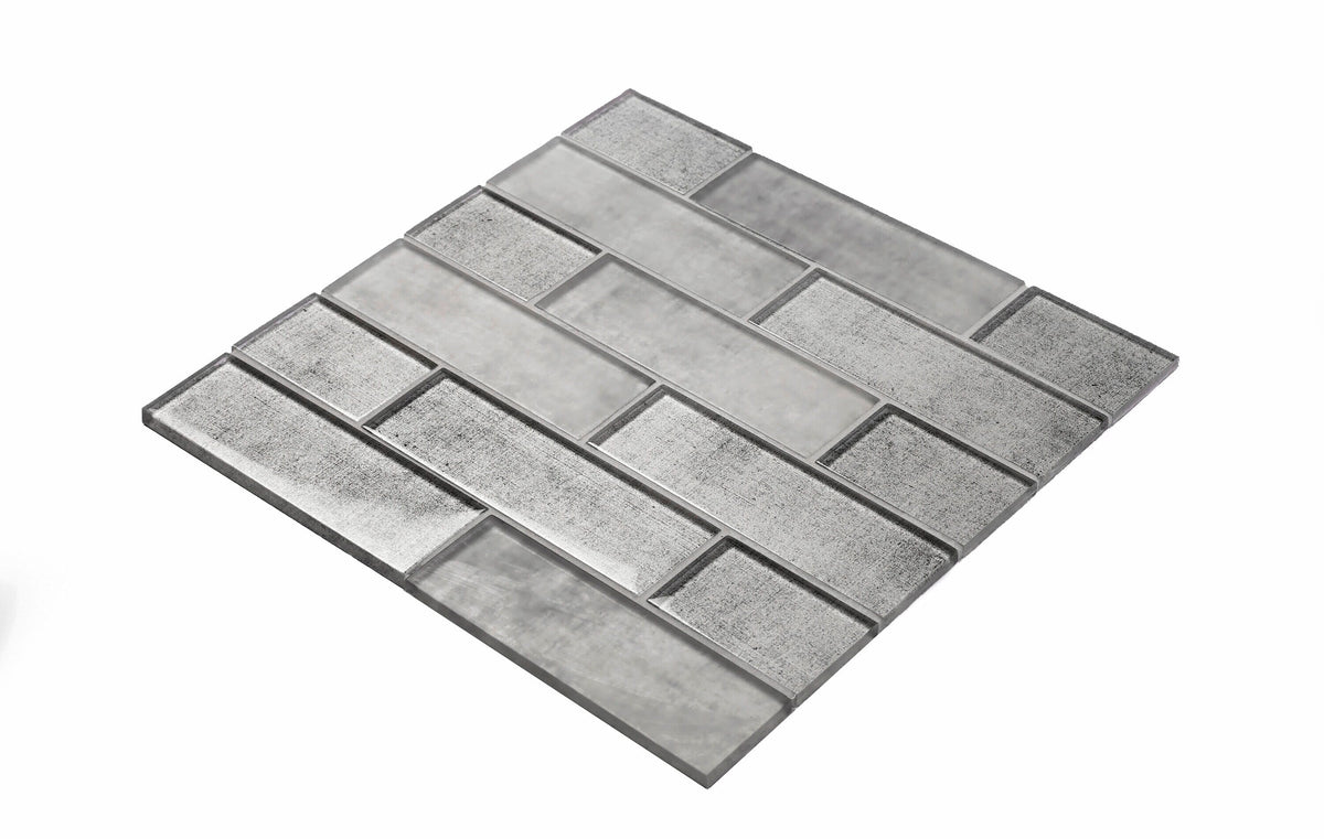 Apollo Tile (Sample) Wall Dark Gray 4-in x 4-in Glossy Glass Brick Patterned Wall Tile
