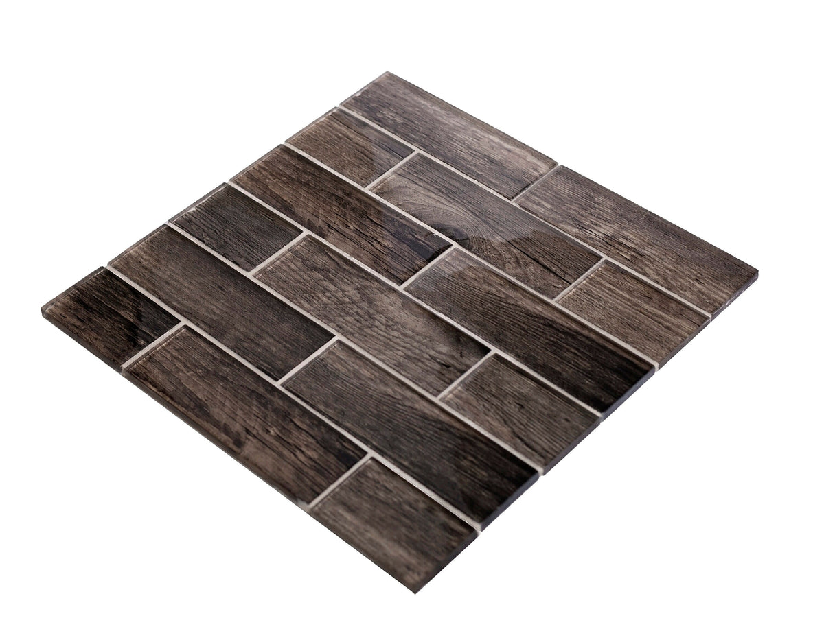 Apollo Tile (Sample) Wall Brown 4-in x 4-in Glossy Glass Brick Patterned Wall Tile