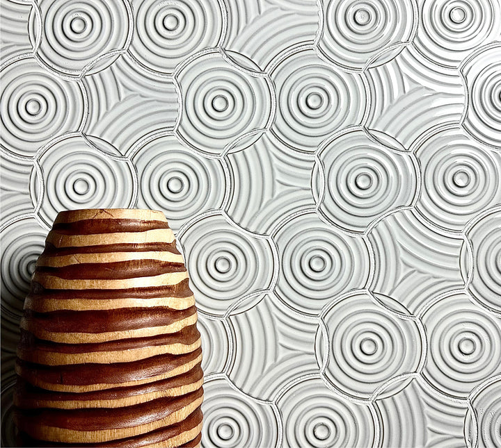 Abolos Monet White Sand 8-in x 16-in Glazed Porcelain Patterned Multi-shaped Mosaic Wall Tile product image