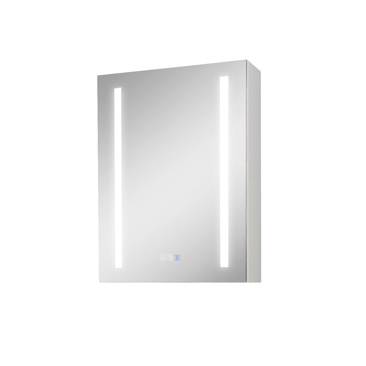 WELLFOR EX3 20-in x 26-in Lighted LED Fog Free Surface/Recessed Mount Silver Mirrored Soft Close Medicine Cabinet with Outlet
