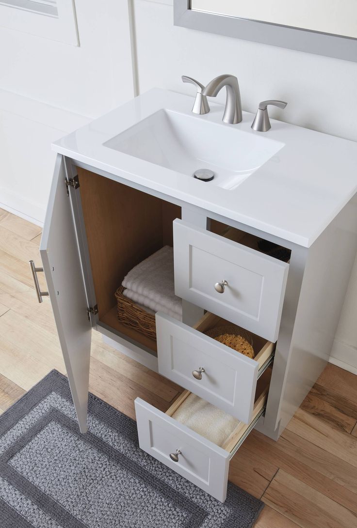 Style Selections Davies 30-in Gray Single Sink Bathroom Vanity with White Cultured Marble Top (Mirror Included)