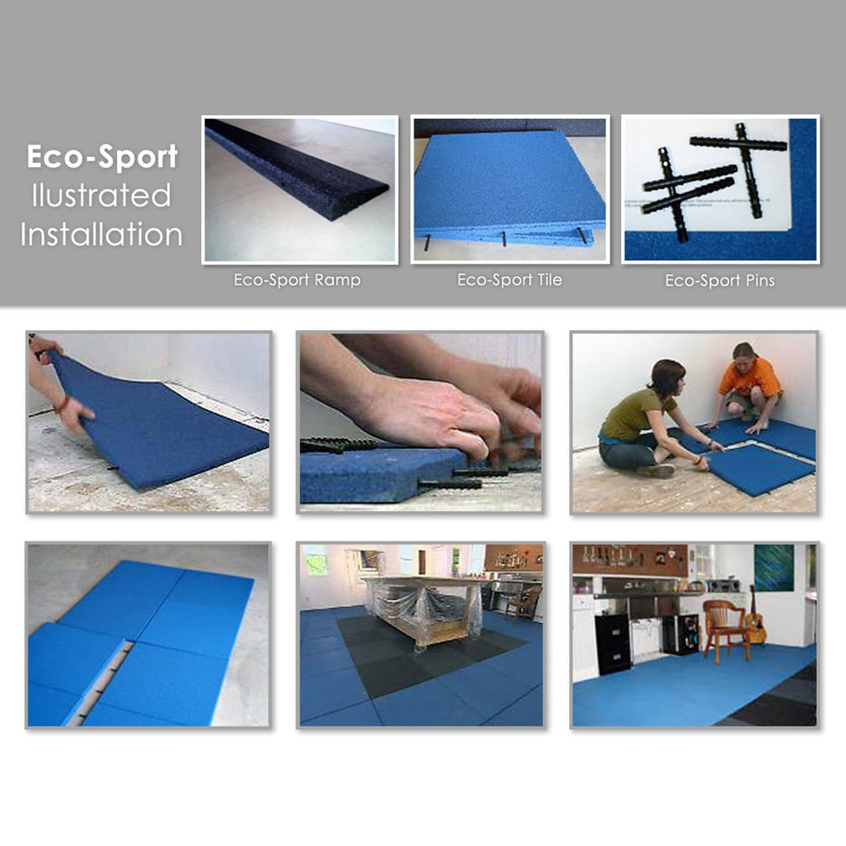 Rubber-Cal 20-in W x 20-in L x 1-in T Interlocking Rubber Gym Floor Tile (32-sq ft) (12-Pack)