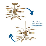 Progress Lighting Mariposa 5-Light Antique Gold Glam Geometric Medium Hanging Pendant Light