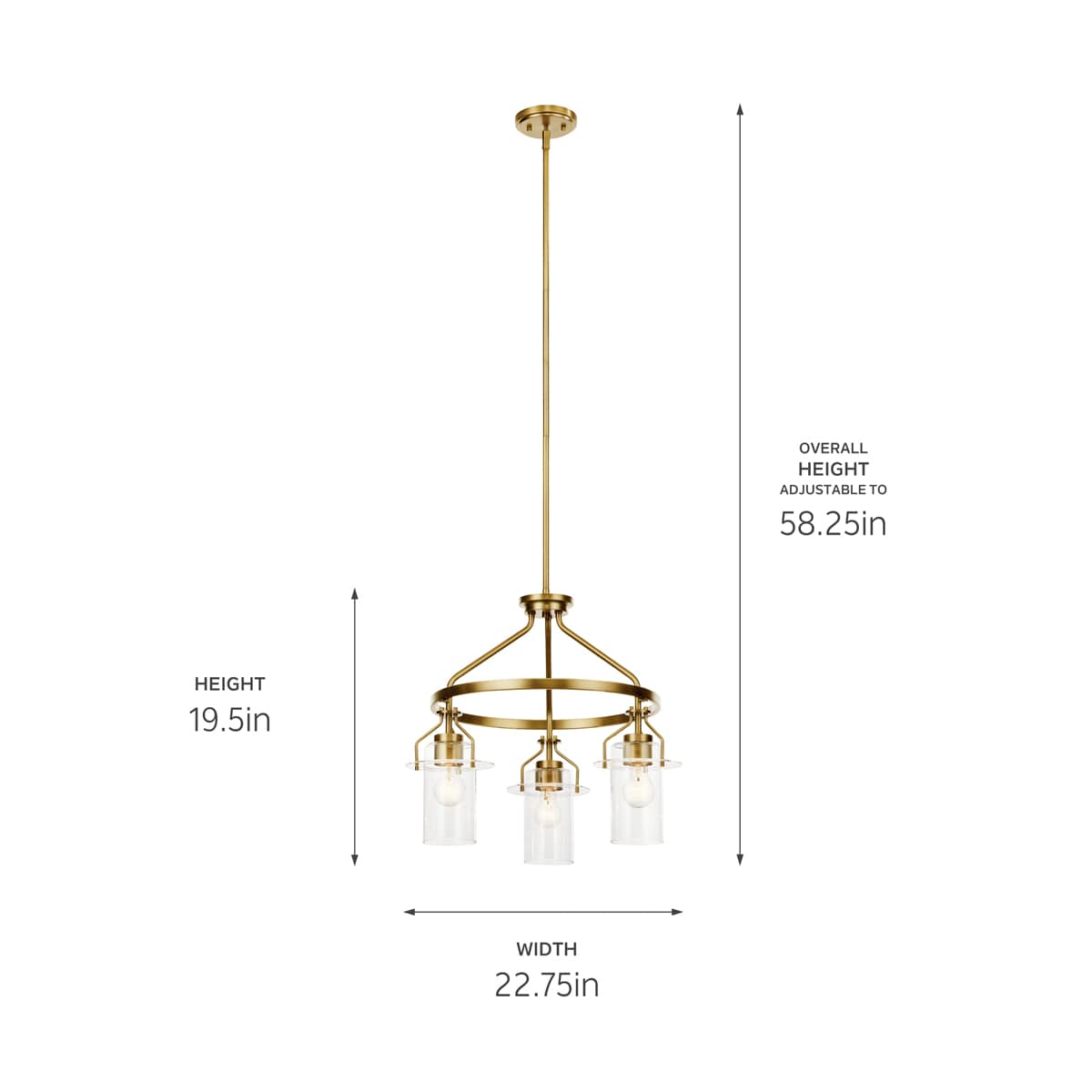 Kichler Everett 3-Light Gold Industrial Chandelier