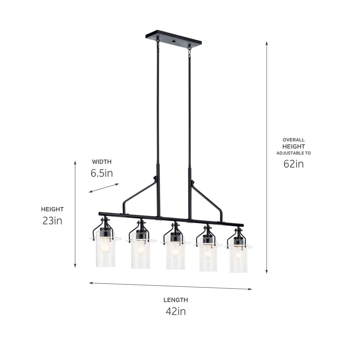 Kichler Everett 5-Light Black Industrial Chandelier