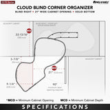 Rev-A-Shelf Cloud Blind Corner Organizer, 39-in W x 6.5-in H, 1-Tier, Orion Gray