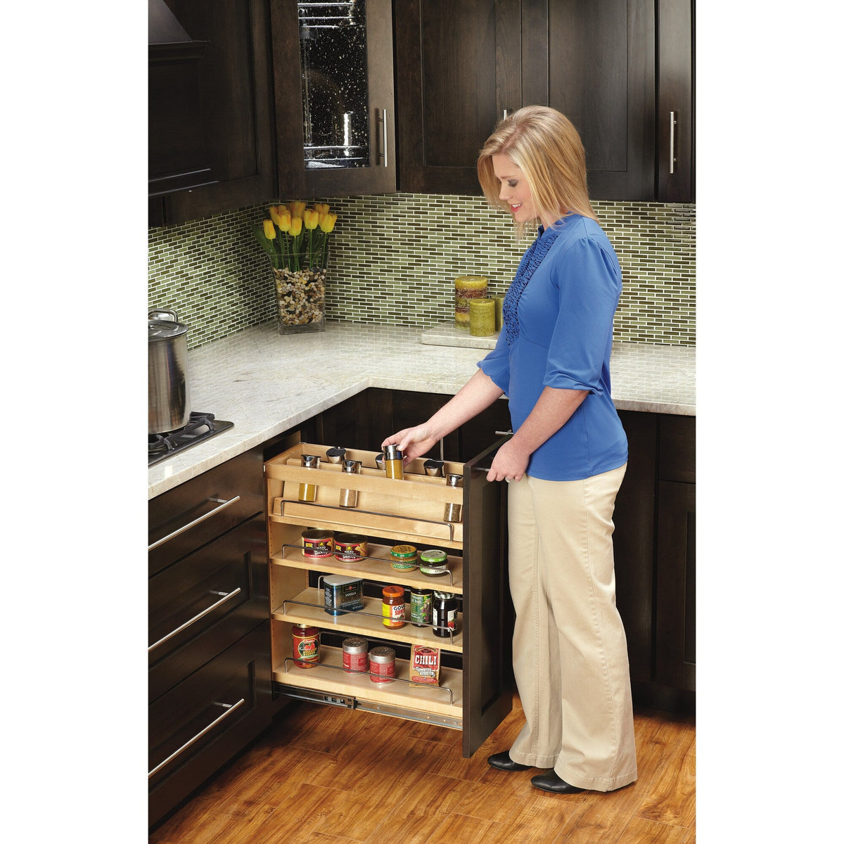 Rev-A-Shelf 10-in W x 4.875-in H 1-Tier Mounted Wood Spice Rack