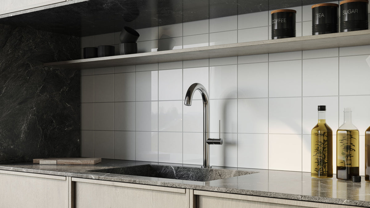 Satori Hudson Brilliant White 6-in x 6-in Glossy Ceramic Subway Wall Tile (0.24-sq. ft/ Piece)