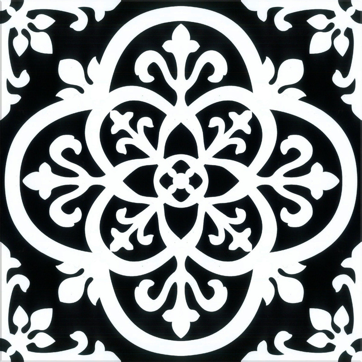 Lucida USA Florentine Black Patterned Look 12-mil x 12-in W x 12-in L Waterproof Peel and Stick Vinyl Tile Flooring (36-sq ft/ Carton)