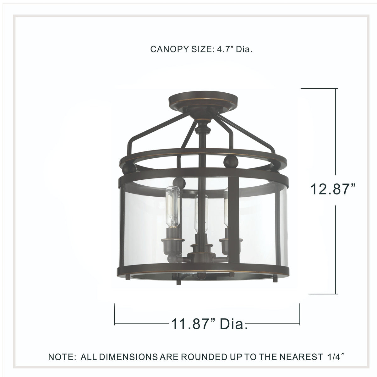 Quoizel Norfolk 11.87-in Oil Rubbed Bronze Transitional Semi-Flush Mount Light