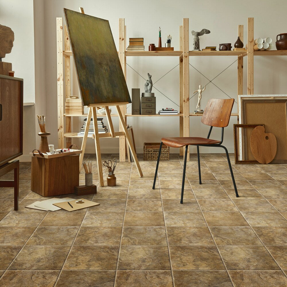 Congoleum AirStep Plus Starlight Sunstone 12-ft W Cut-to-Length Stone Look Low-Gloss Sheet Vinyl Flooring