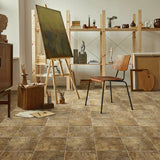 Congoleum Sunstone Brown Stone Look 13-mil x 12-ft W Waterproof Cut-to-Length Vinyl Sheet Flooring