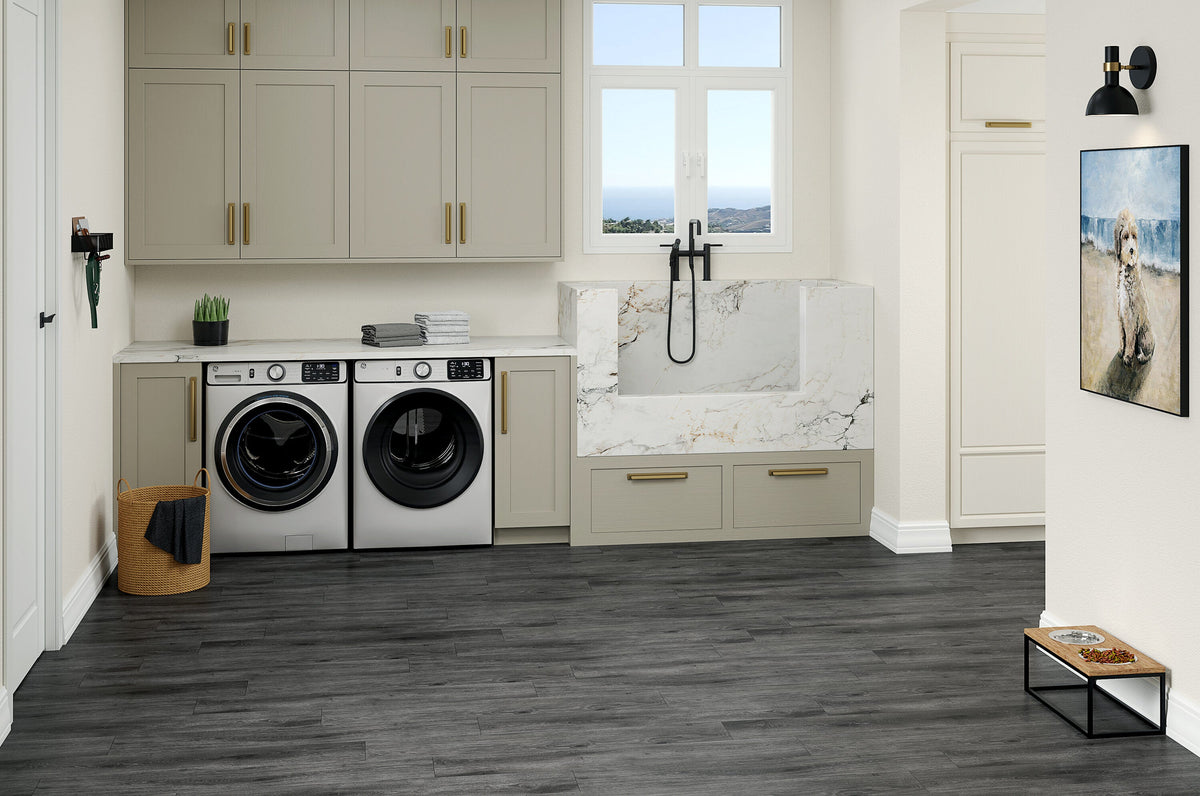 STAINMASTER PetProtect Obsidian Brown 7-mm x 7-in W x 48-in L Waterproof Interlocking Luxury Vinyl Plank Flooring (18.57-sq ft/case)