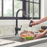 Marchand Single Handle Pull-Down Sprayer Kitchen Faucet in Legacy Bronze - Super Arbor