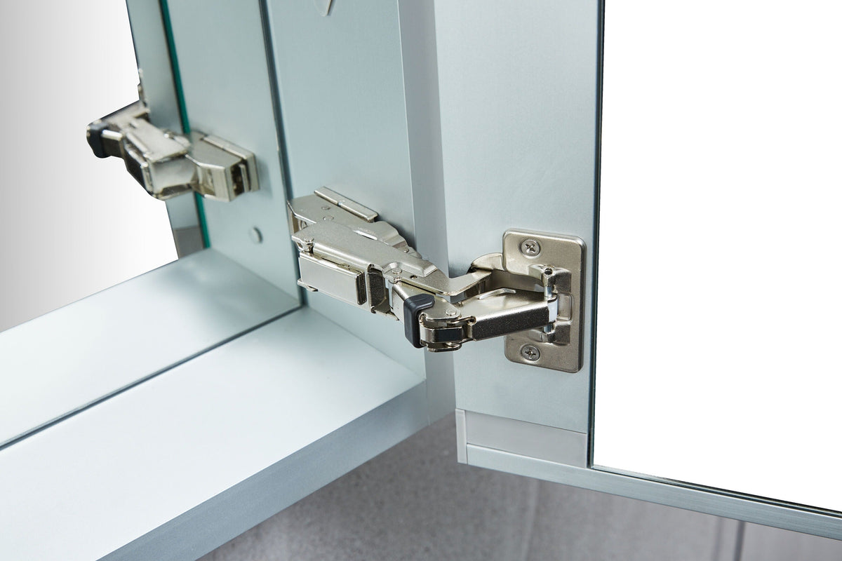 WELLFOR KAIF 16-in x 20-in Surface/Recessed Mount Aluminum Mirrored Soft Close Medicine Cabinet