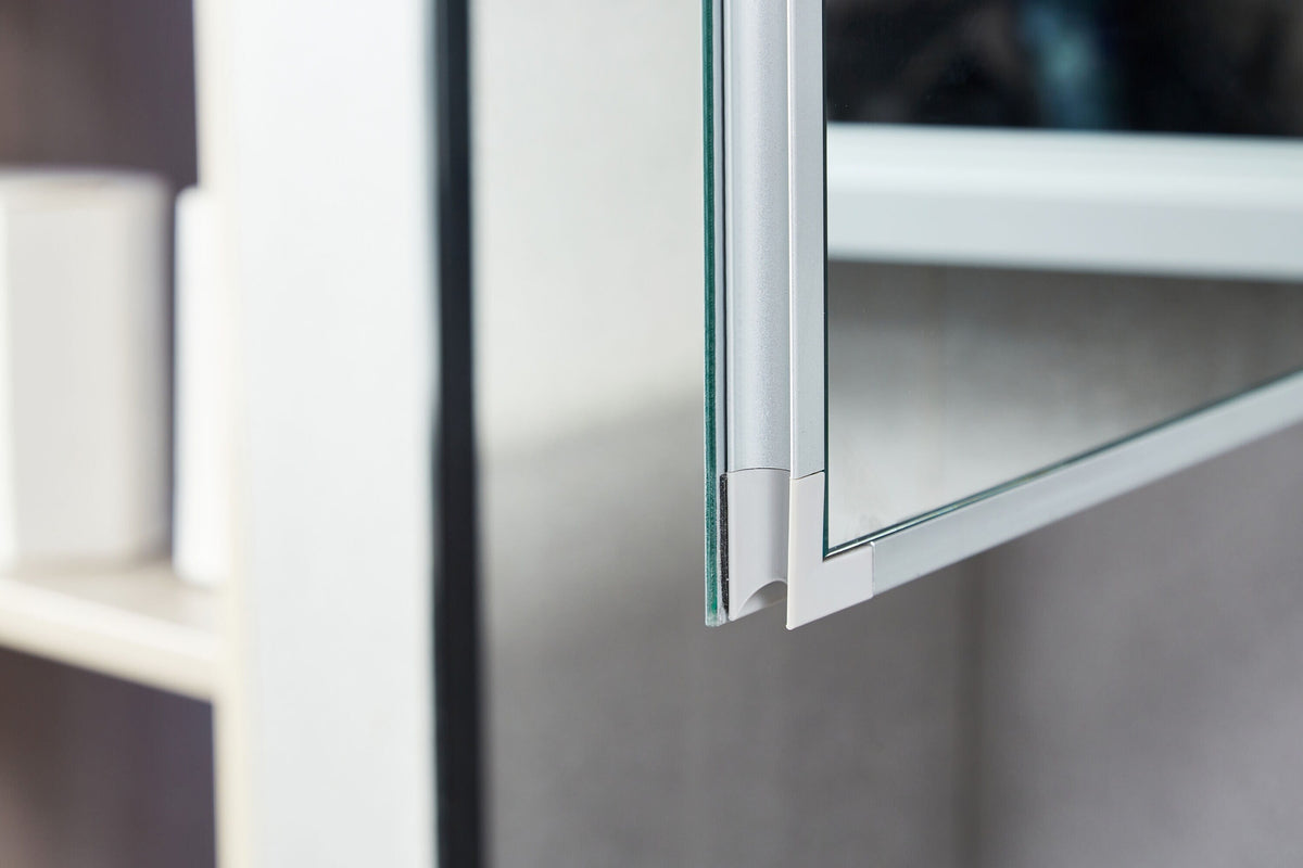 WELLFOR KAIF 16-in x 20-in Surface/Recessed Mount Aluminum Mirrored Soft Close Medicine Cabinet