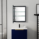 WELLFOR KAIF 16-in x 20-in Surface/Recessed Mount Black Mirrored Soft Close Medicine Cabinet