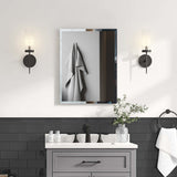 WELLFOR KAIF 16-in x 20-in Surface/Recessed Mount Black Mirrored Soft Close Medicine Cabinet