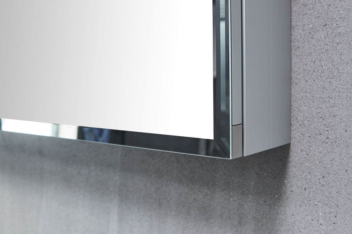 Forclover KF 23-in x 30-in Surface/Recessed Mount Satin Mirrored Soft Close Medicine Cabinet