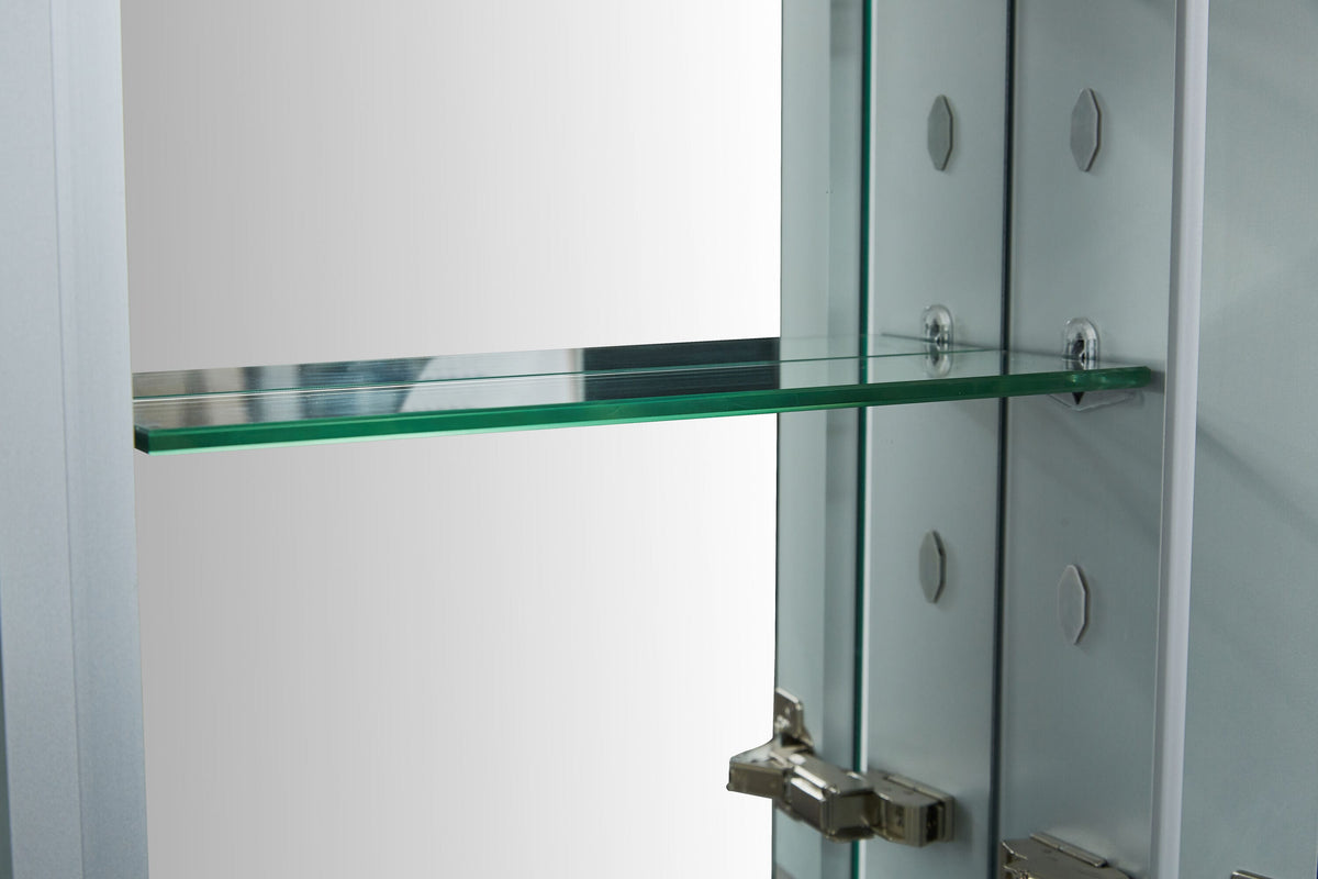 Forclover KF 23-in x 30-in Surface/Recessed Mount Satin Mirrored Soft Close Medicine Cabinet