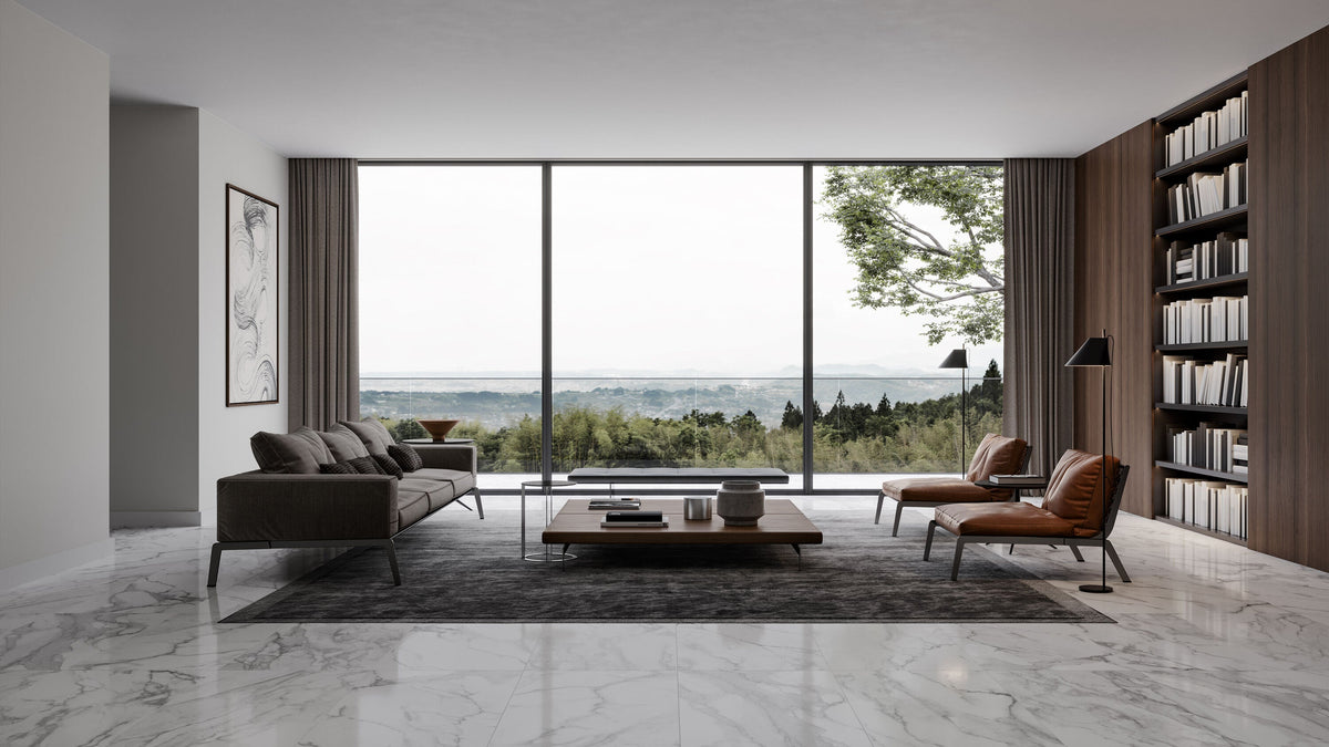 Satori 24-in x 48-in Marble Look Floor and Wall Tile, Polished Porcelain, Regent Statuario Abisso