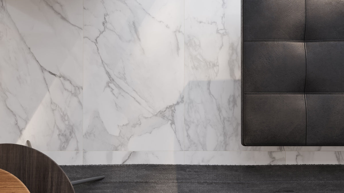 Satori Regent Statuario Abisso 24-in x 48-in Polished Porcelain Marble Look Floor and Wall Tile (7.75-sq. ft/ Piece)